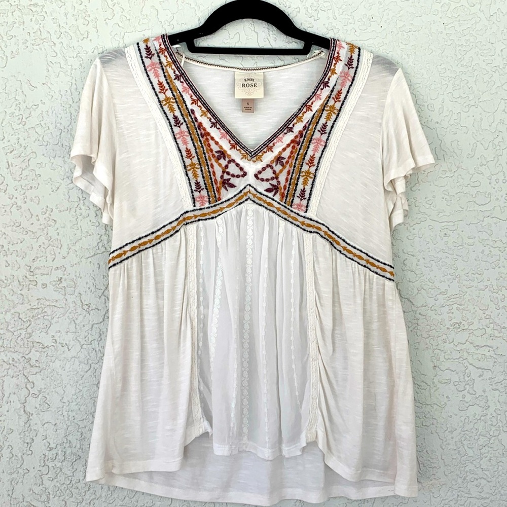 KNOX ROSE EMBROILED DETAILS BLOUSE/TOP size S